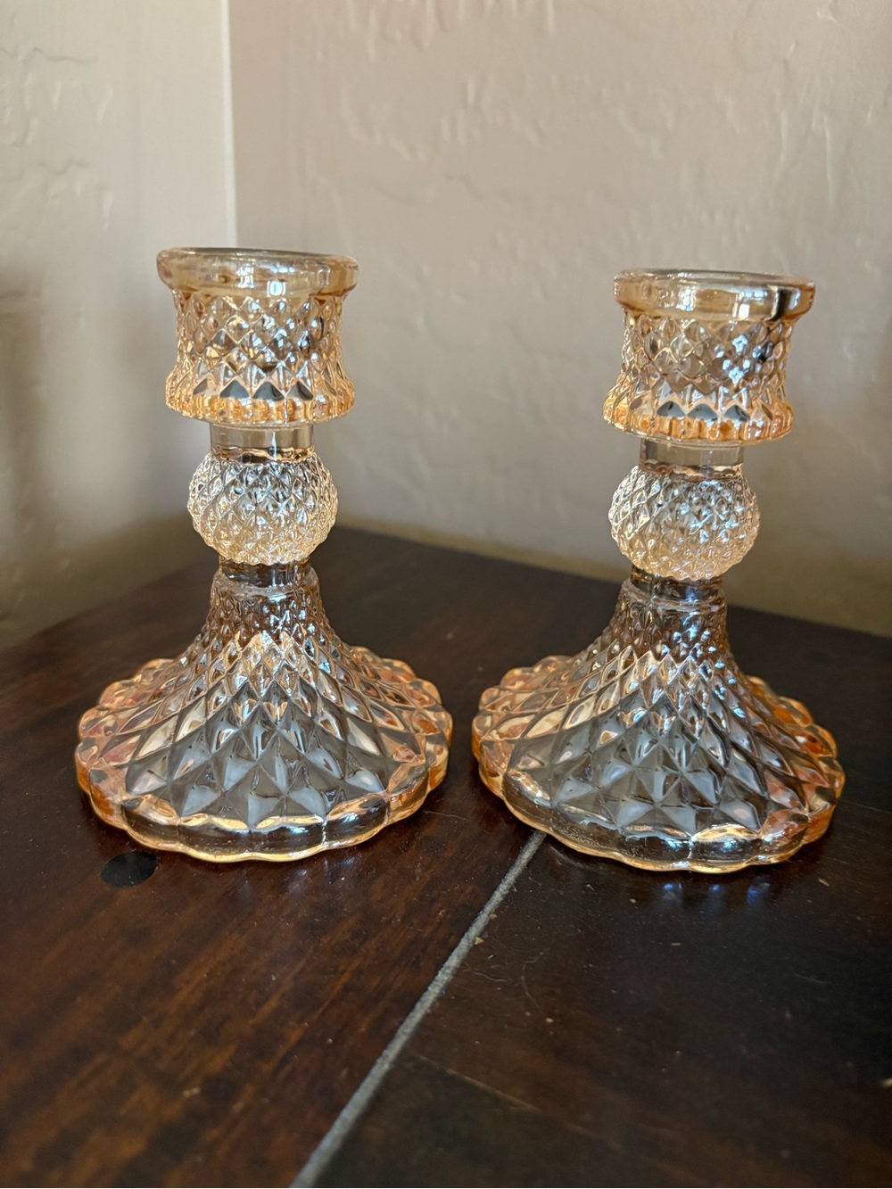 Vintage Style Glass Candlestick Holders